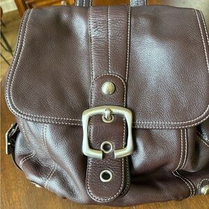 B. Makowsky Dark Brown Leather Backpack